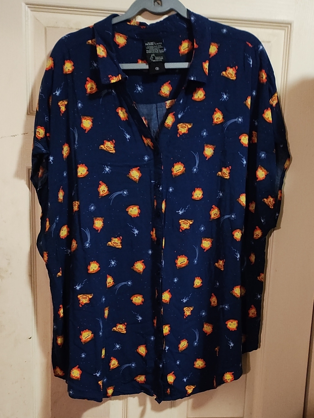 Women's Torrid Studio Ghibli Howls Moving Castle. Printed Button-Up Shirt